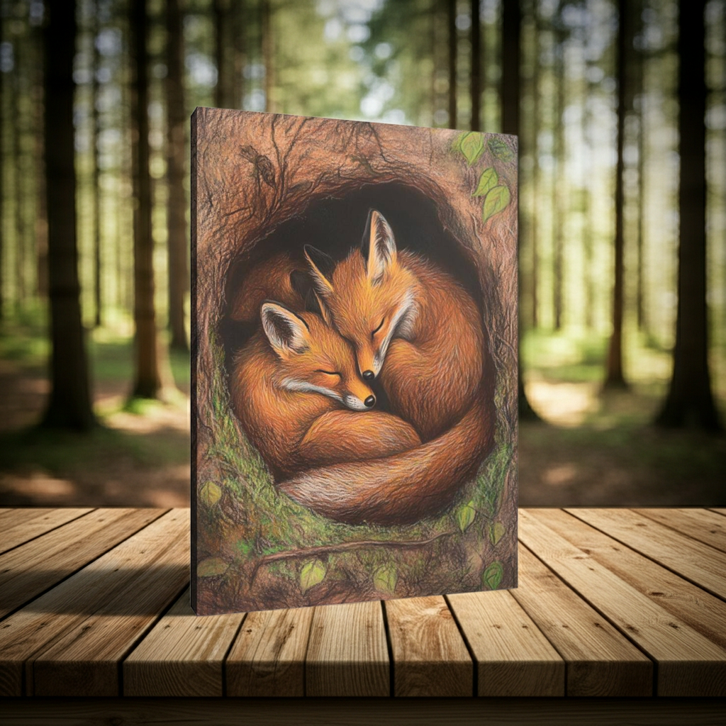 Fox Family Slumber Canvas