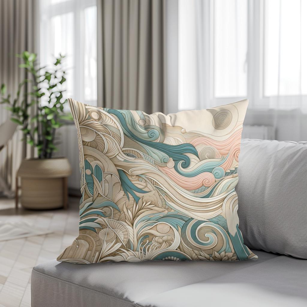 Seascape Whispers Mural Cotton Cushion