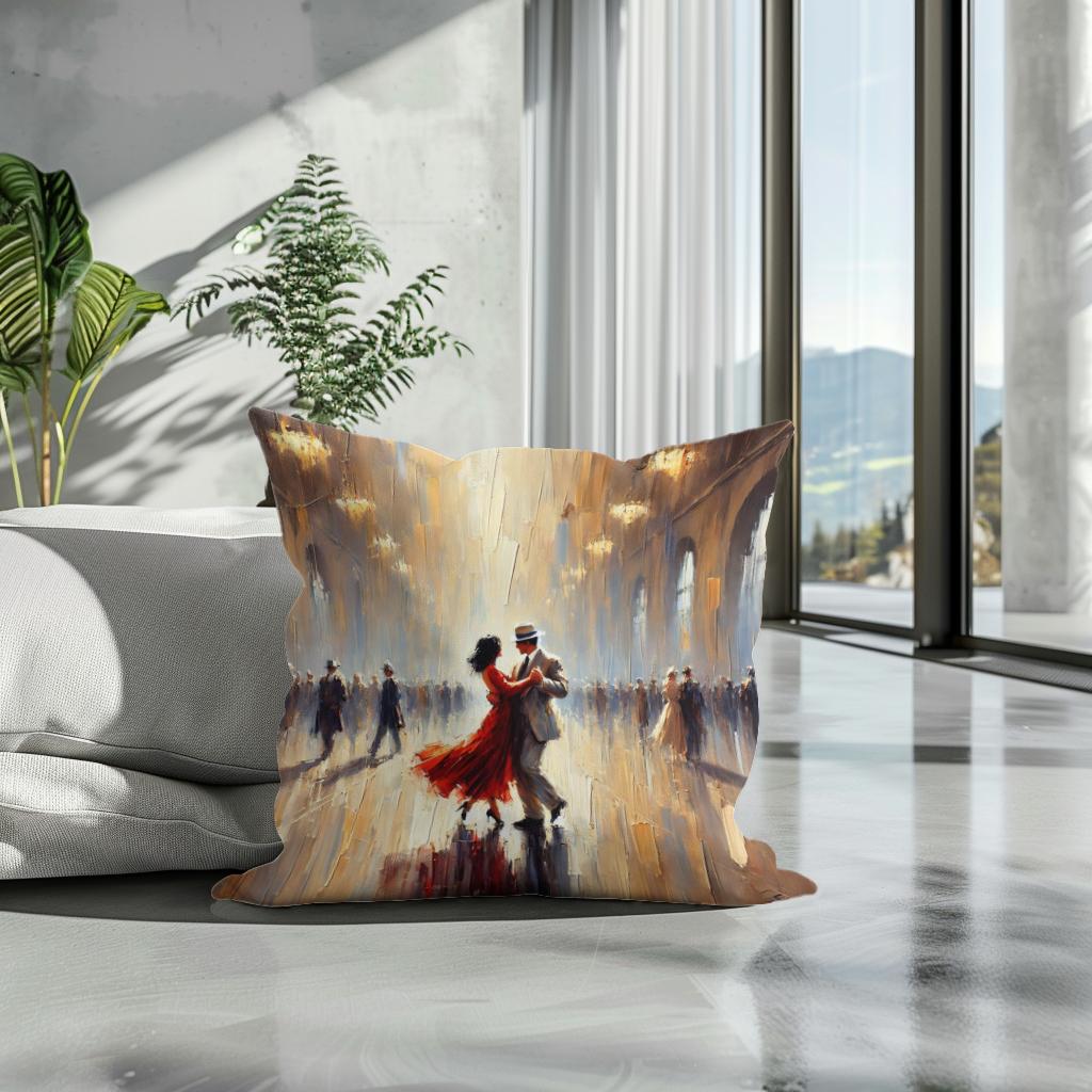 Golden Dance Impressionist Cotton Cushion