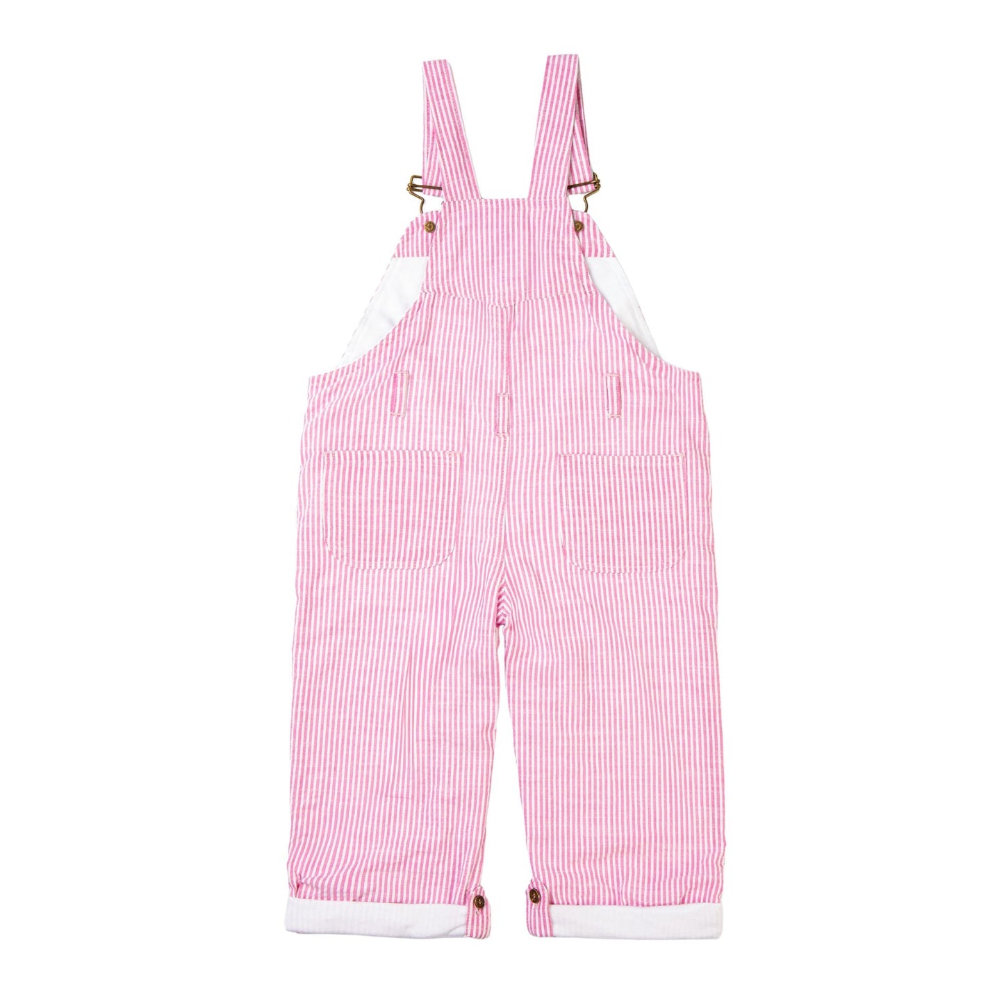 Fuchsia Seersucker Dungarees