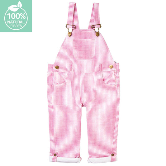 Fuchsia Seersucker Dungarees