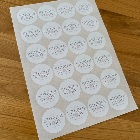 Set Of 24 Personalised Stickers Business Company Name Round Circle Labels Custom Logo - We PRINT your LOGO!