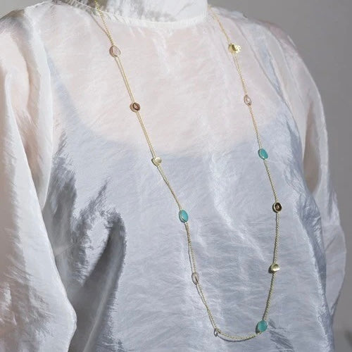Penelope Multi-Stone Necklace: Pariba Onyx, Rose Quartz & Smoky Quartz
