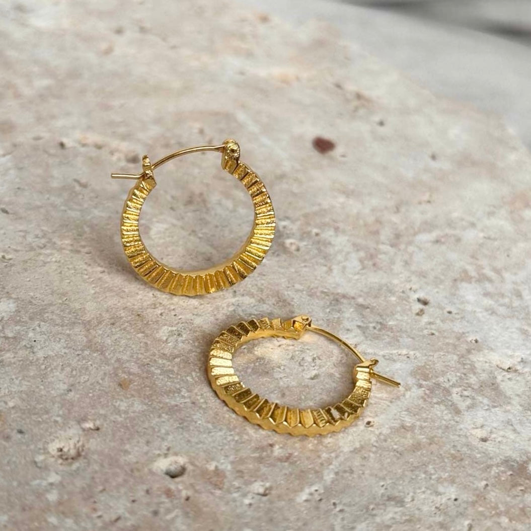 Kea Ridged Gold Hoops