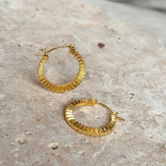 Kea Ridged Gold Hoops