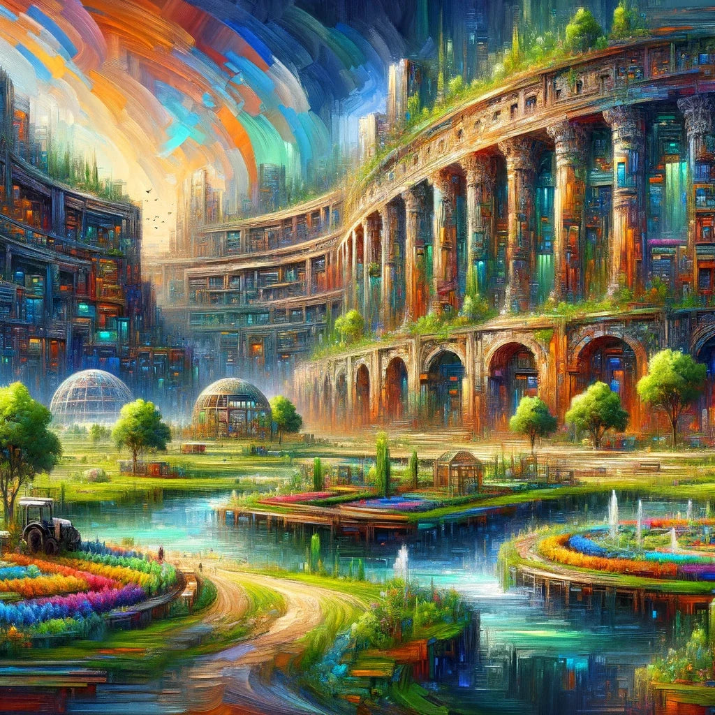 Future Echoes Amidst Ruins Cotton Cushion