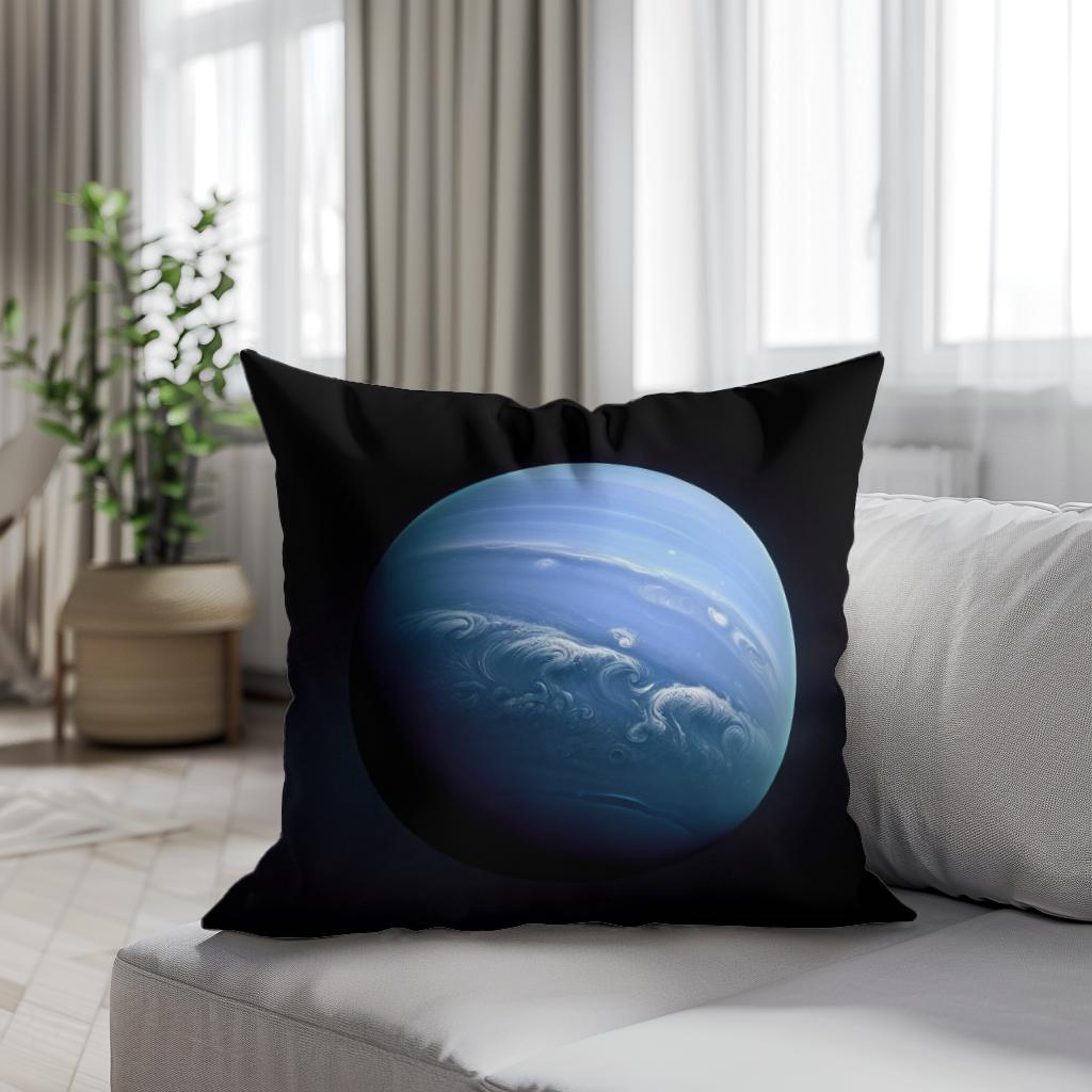 Neptune's Cosmic Enigma Cotton Cushion