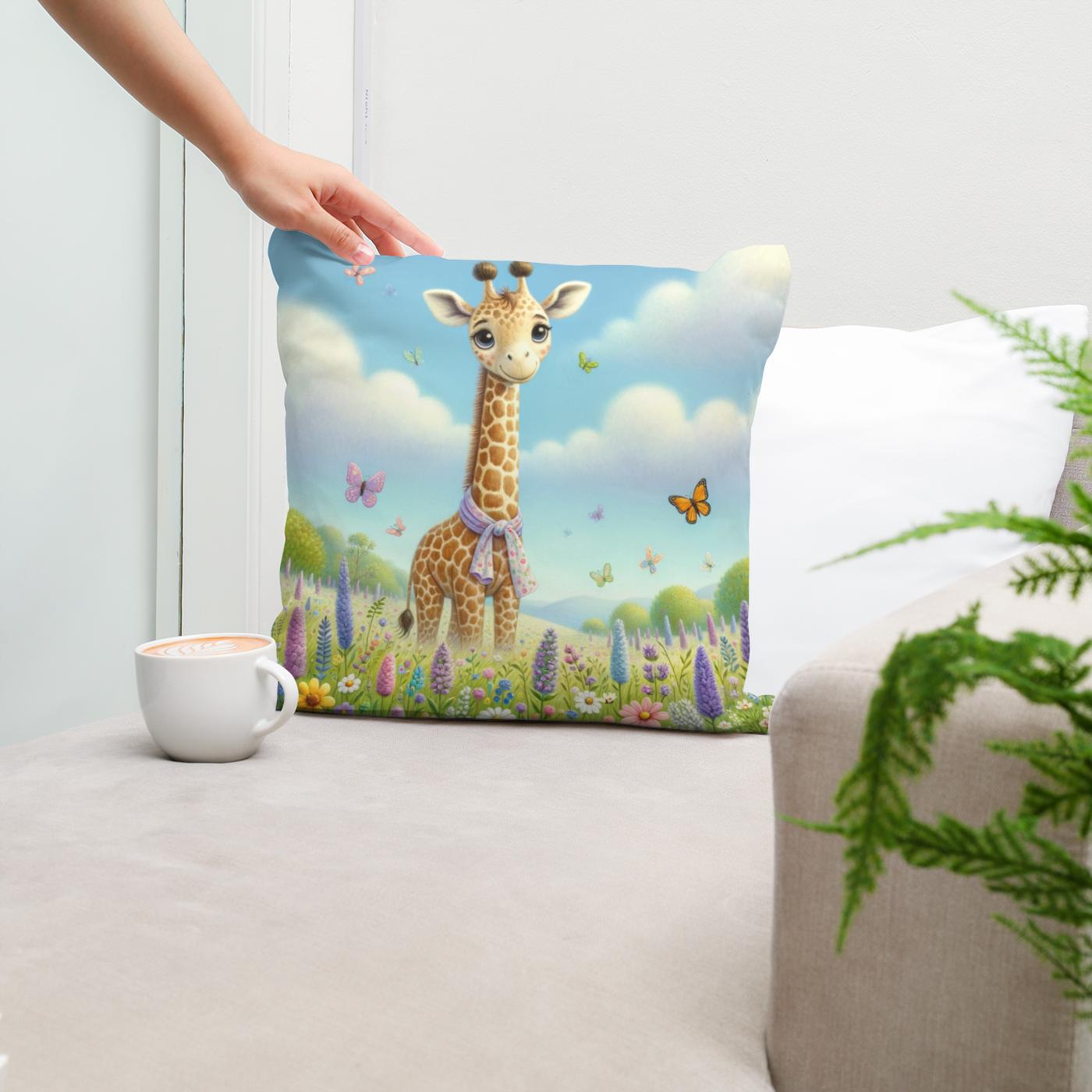 Giraffe Garden Cotton Cushion