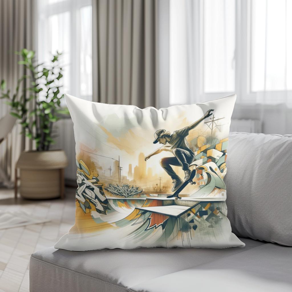 Skate and Spray Cotton Cushion