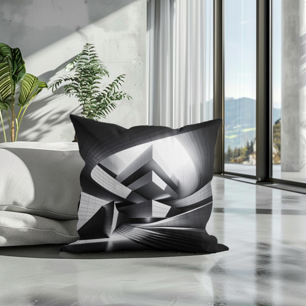 Modern Mirage: Light and Structure Cotton Cushion