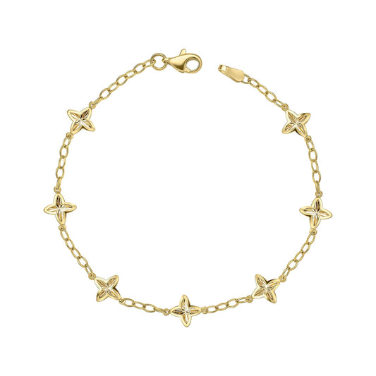 Elements Gold Textured Flower Station Bracelet
