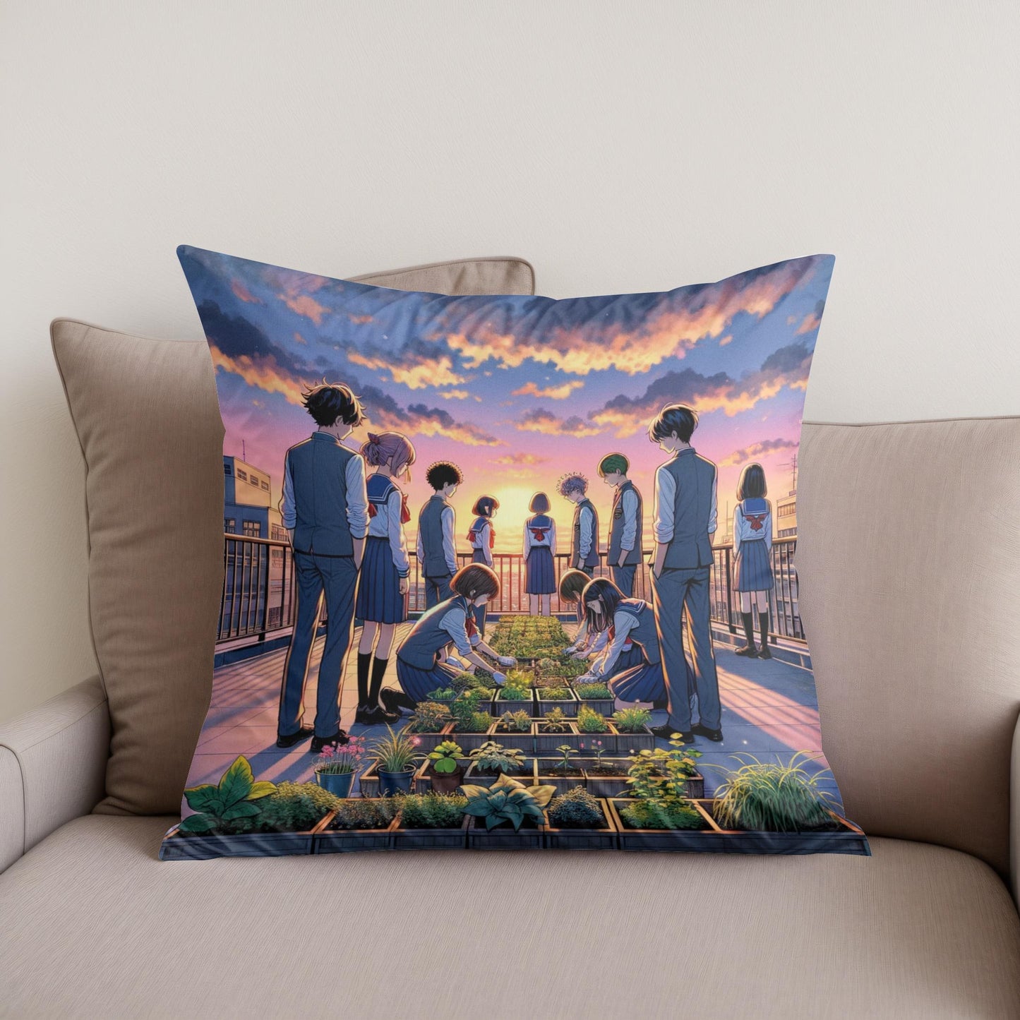 Rooftop Dreamscape Cotton Cushion
