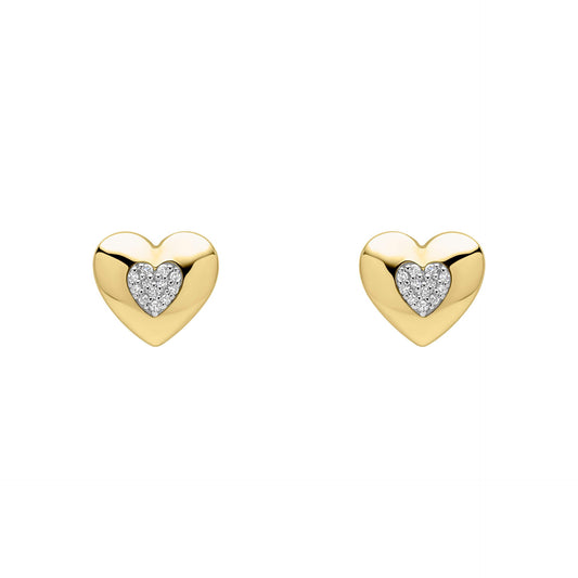 Elements Gold Pavé Diamond Heart Earrings