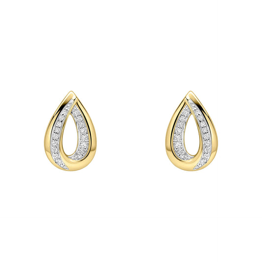 Elements Gold Cut Out Diamond Teardrop Earrings