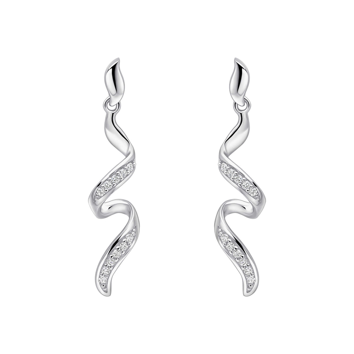 Elements Gold Diamond Twisted Ribbon Drop Earrings