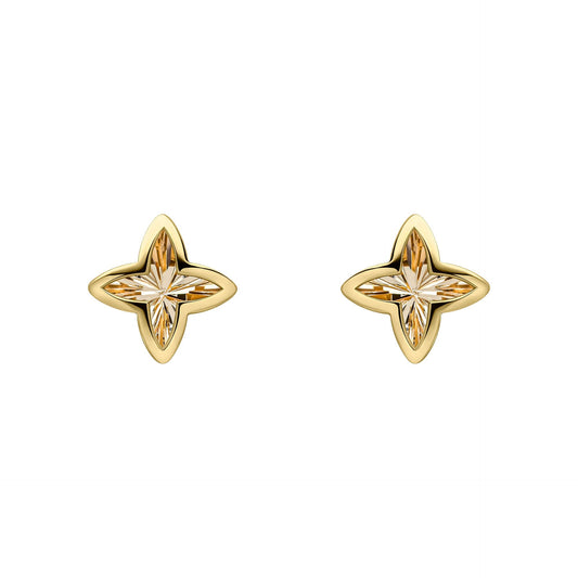 Elements Gold Textured Flower Stud Earrings
