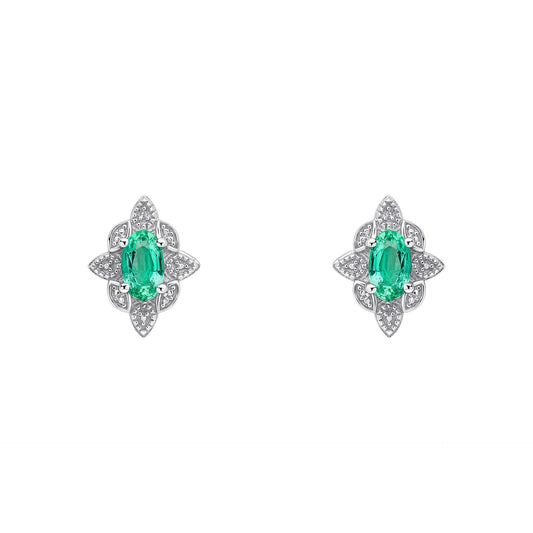 Elements Gold Emerald Art Deco Stud Earrings