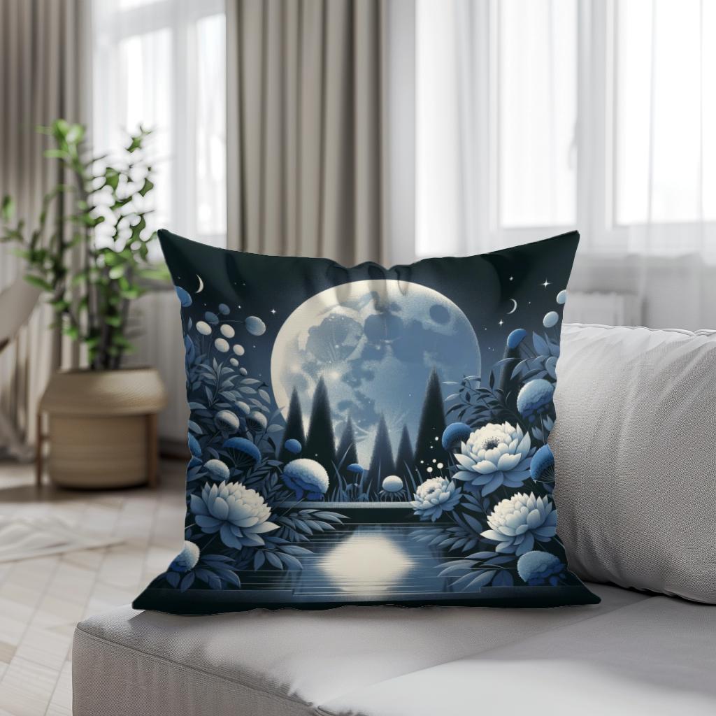 Moonlit Blossom Cotton Cushion