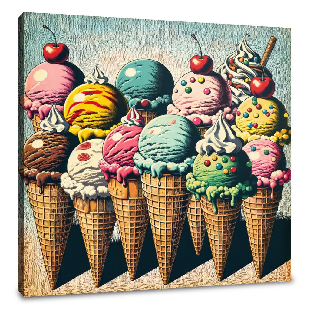 Vintage Pop Ice Cream Delight Canvas