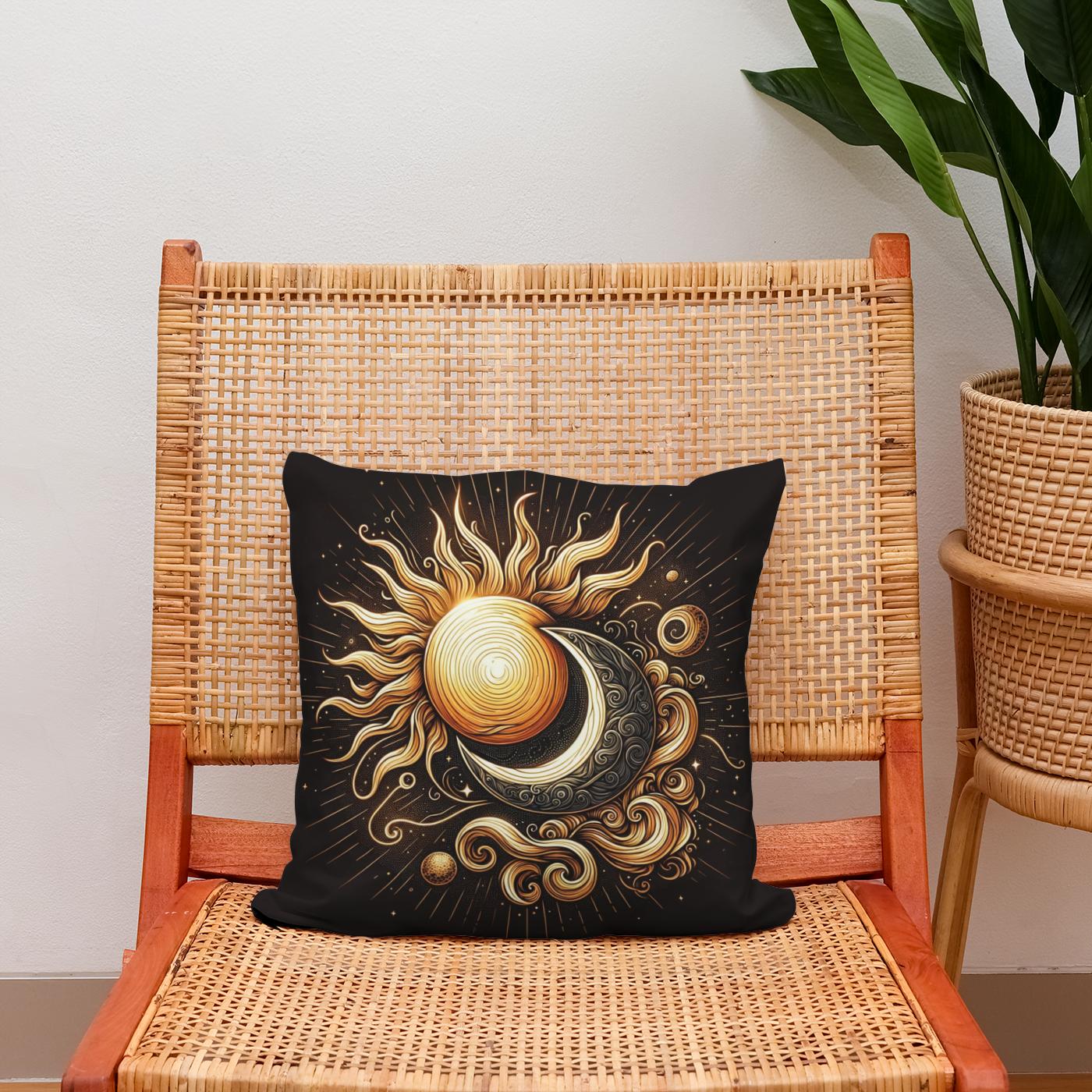 Golden Celestial Harmony Cotton Cushion