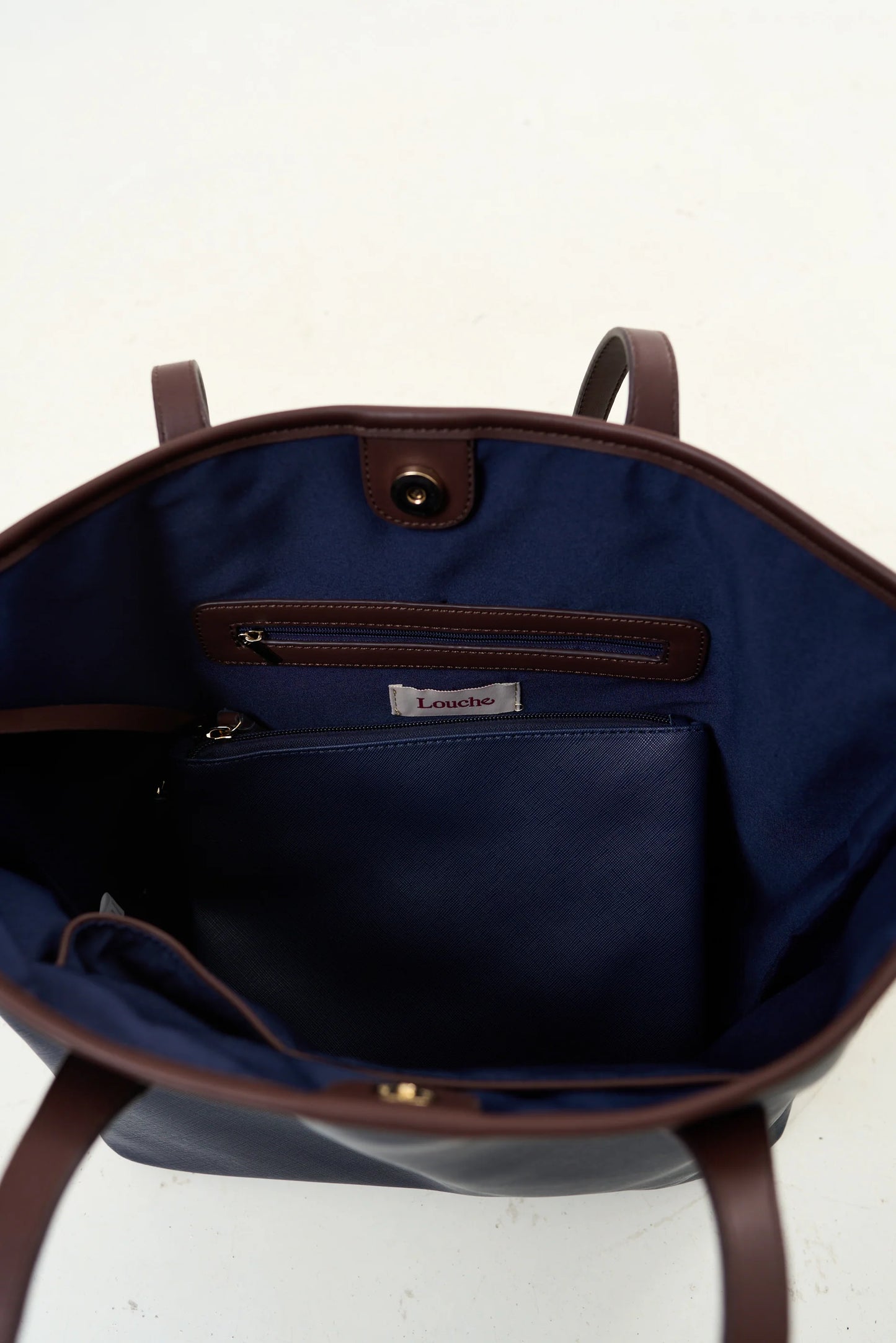 Amelia Contrast Strap Tote Bag - Navy