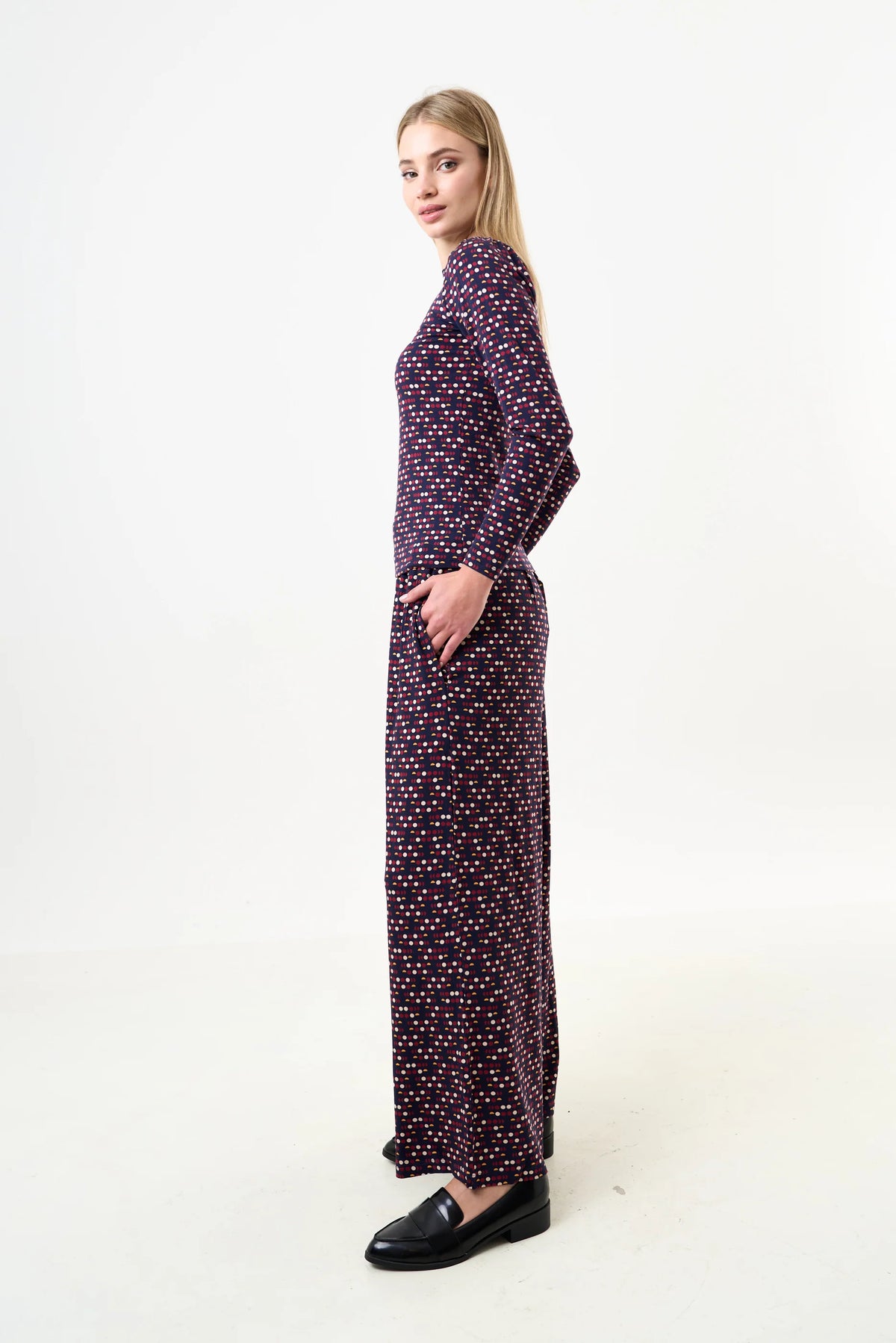 Foster Retro Dots Print Jersey Trouser