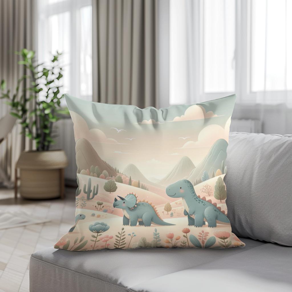 Dinosaur Meadow Cotton Cushion