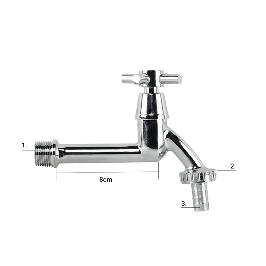 Cross Bib Extended Brass Chrome Brass Tap