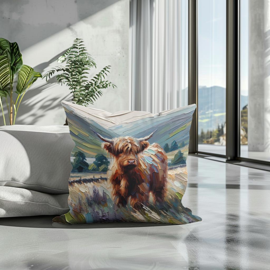 Muted Highland Journey Cotton Cushion