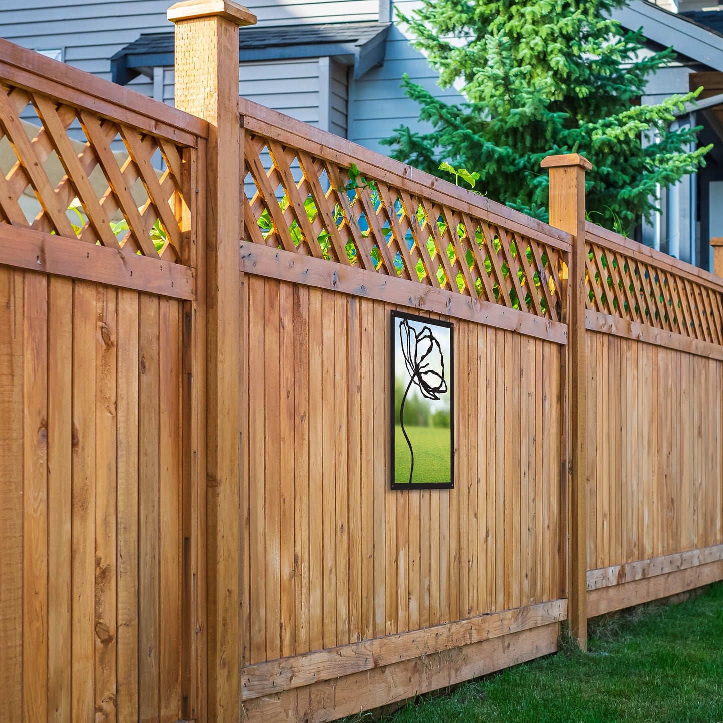 Poppy Flower, SunCatcher Garden Mirror Rectangular Design