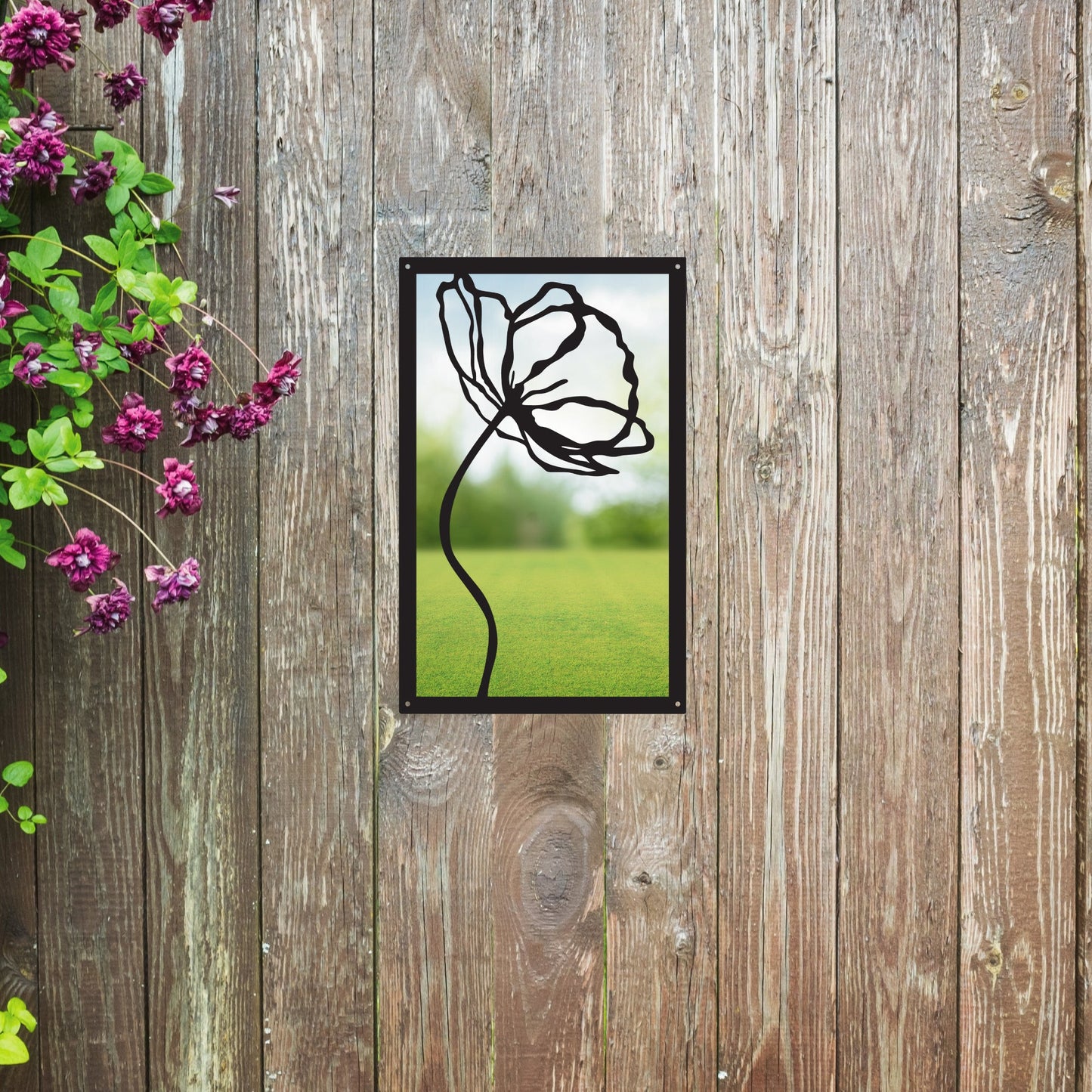 Poppy Flower, SunCatcher Garden Mirror Rectangular Design