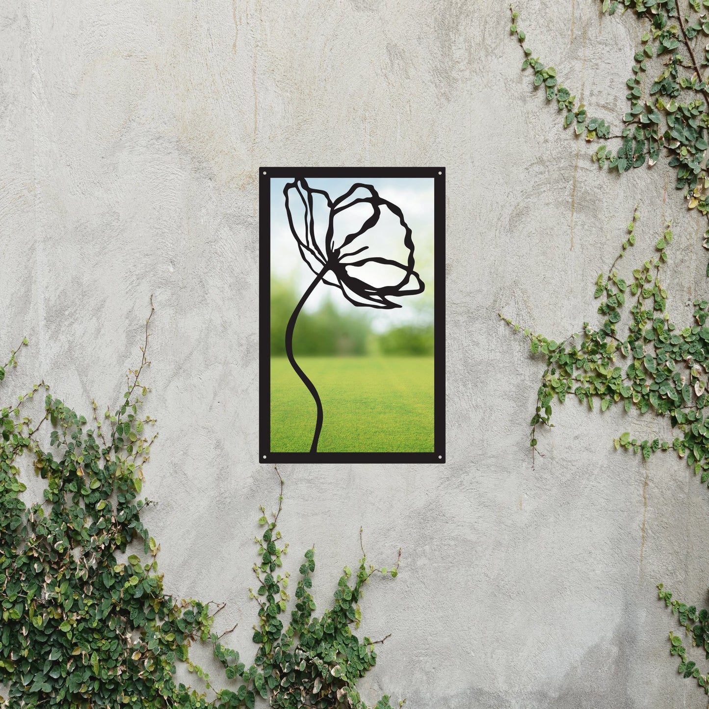 Poppy Flower, SunCatcher Garden Mirror Rectangular Design