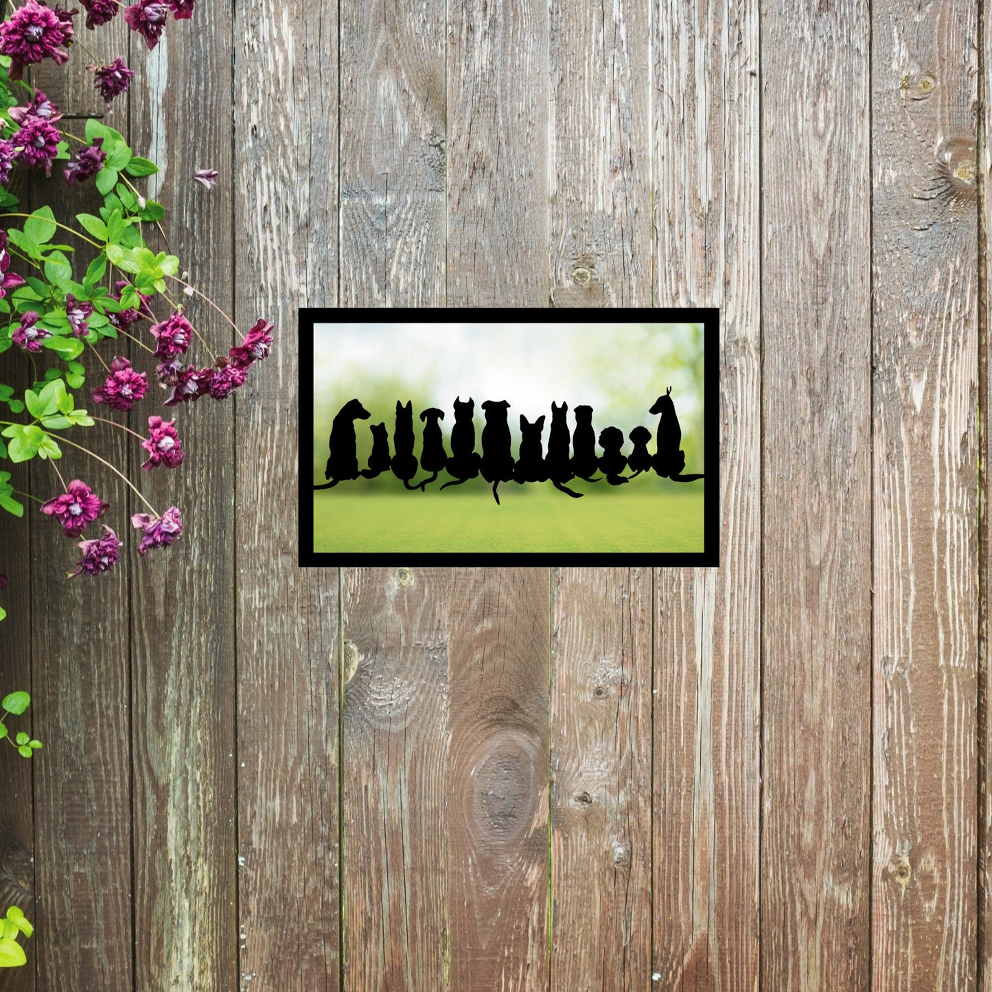 Friendly Dogs in Silhouette, SunCatcher Garden Mirror Rectangular Design