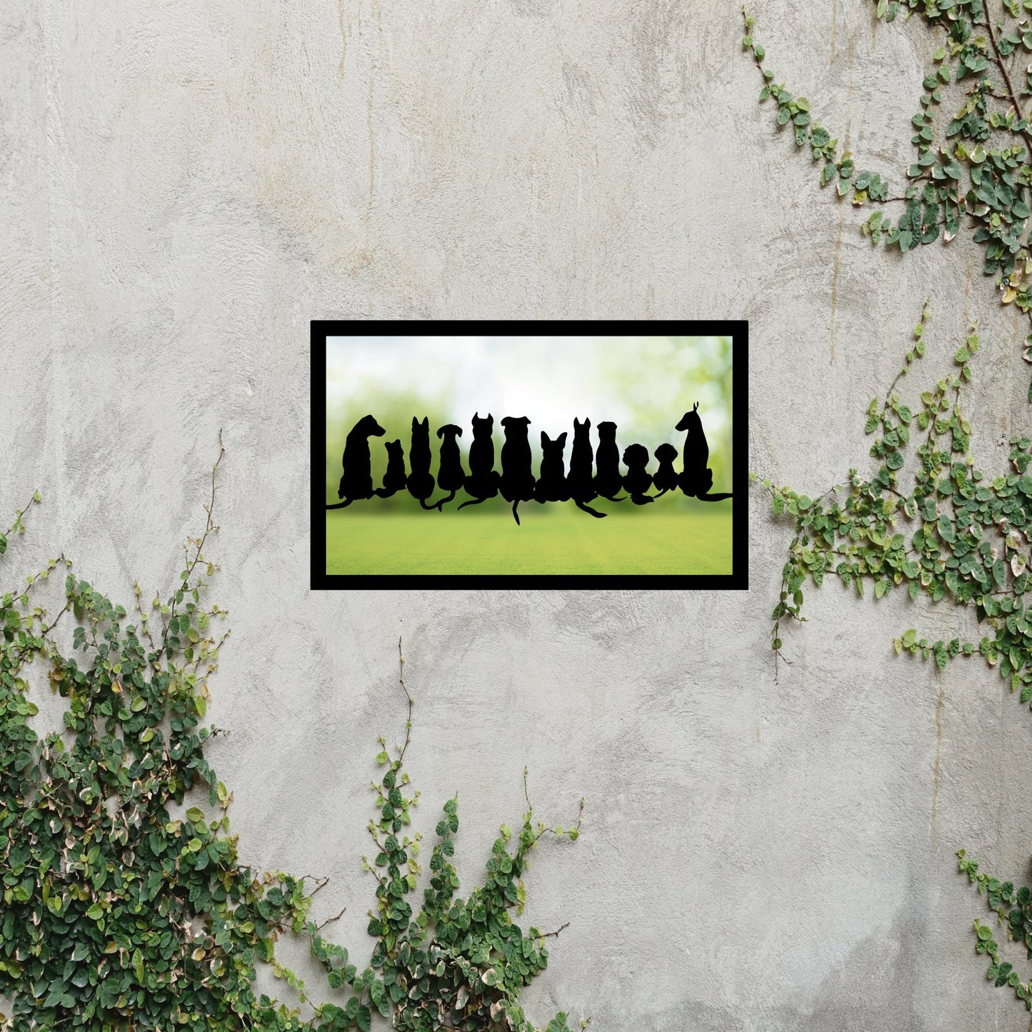 Friendly Dogs in Silhouette, SunCatcher Garden Mirror Rectangular Design