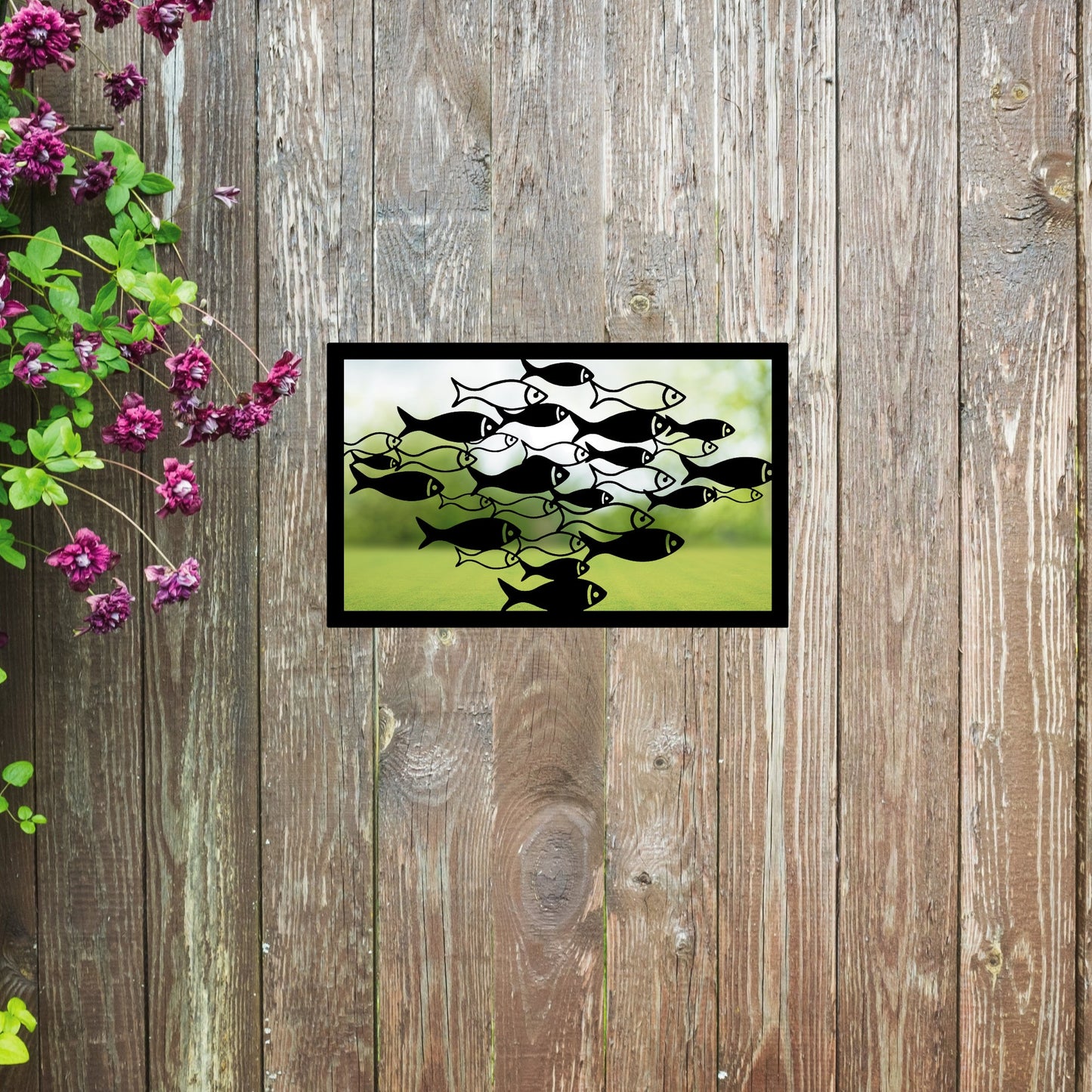 School of Fish, SunCatcher Garden Mirror Rectangular Design