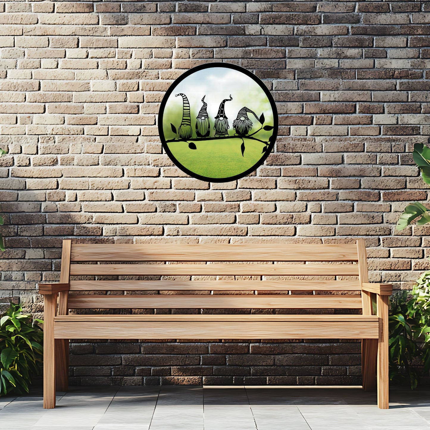 SunCatcher Garden Mirror Round Four Friendly Gonks Range of Sizes