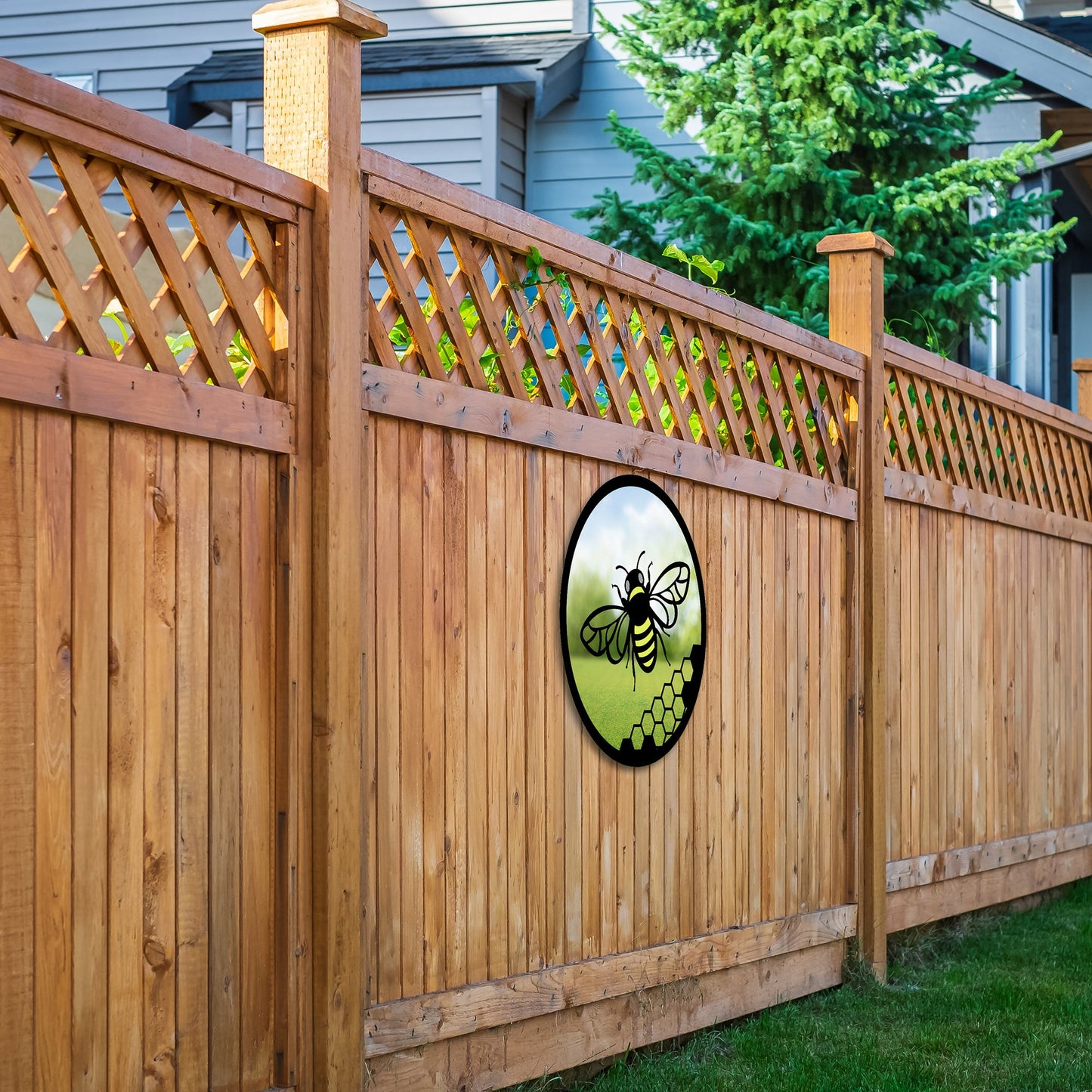 SunCatcher Garden Mirror Round Yellow Honey Bee Range of Sizes