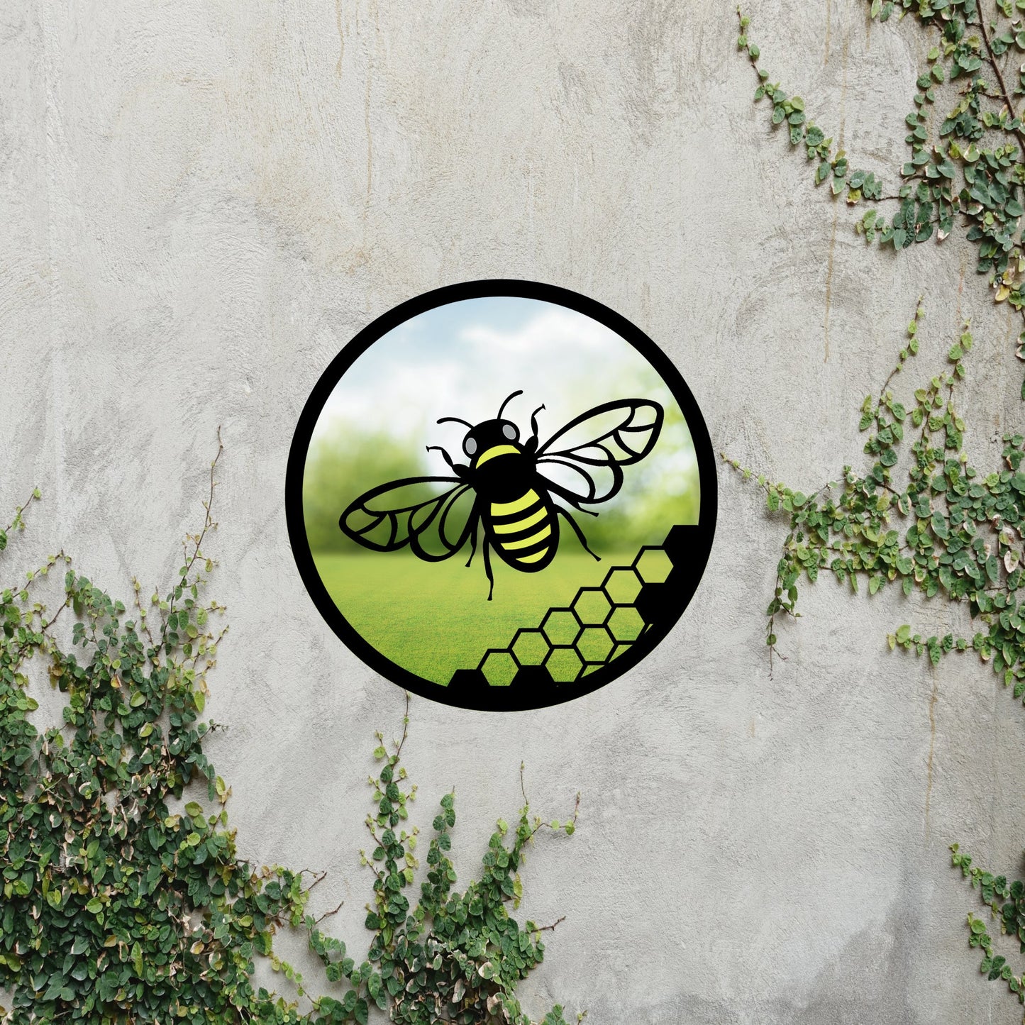 SunCatcher Garden Mirror Round Yellow Honey Bee Range of Sizes