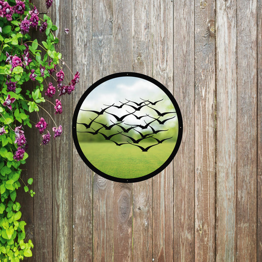 SunCatcher Garden Mirror Round Flock of Birds