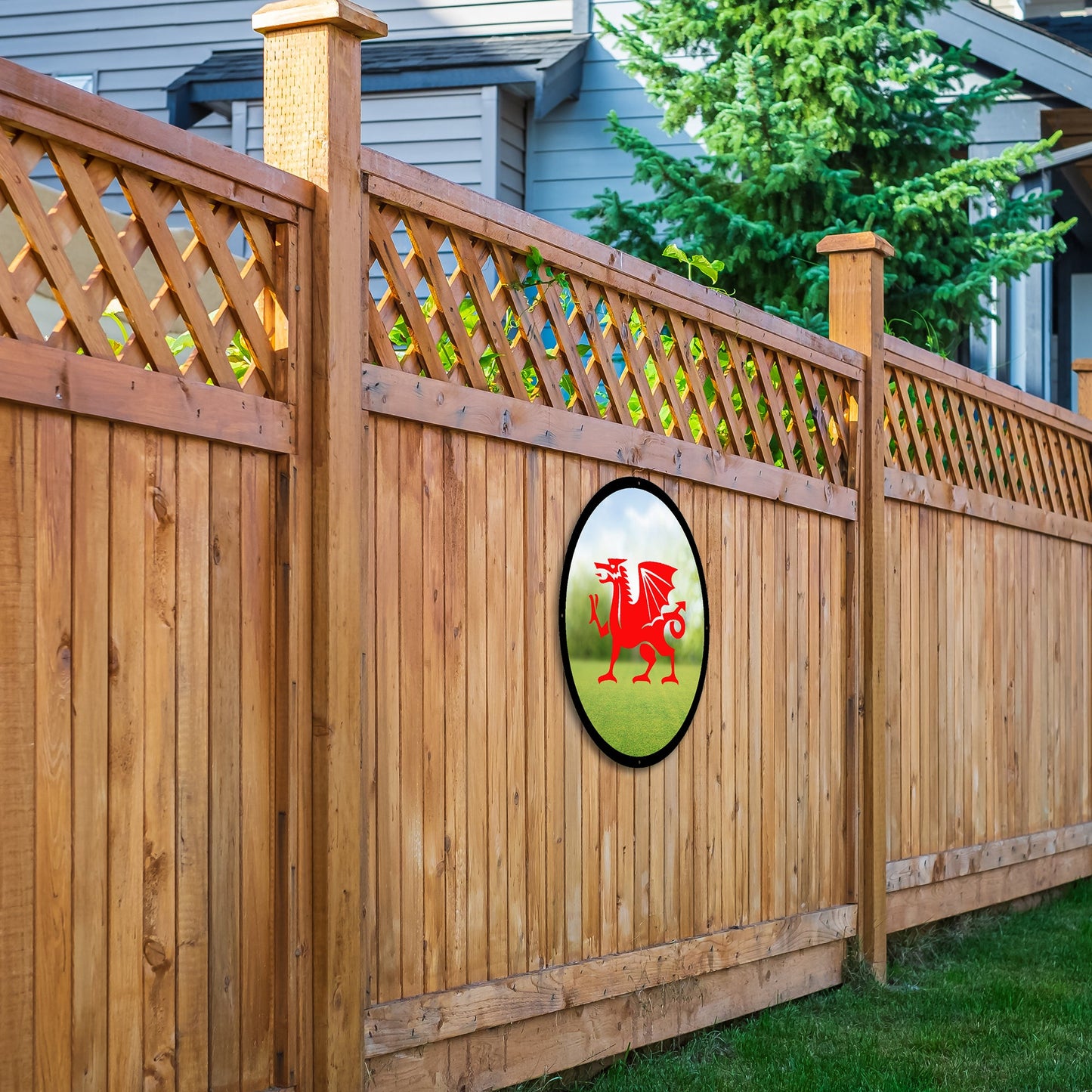 Round SunCatcher Garden Mirror Welsh Dragon