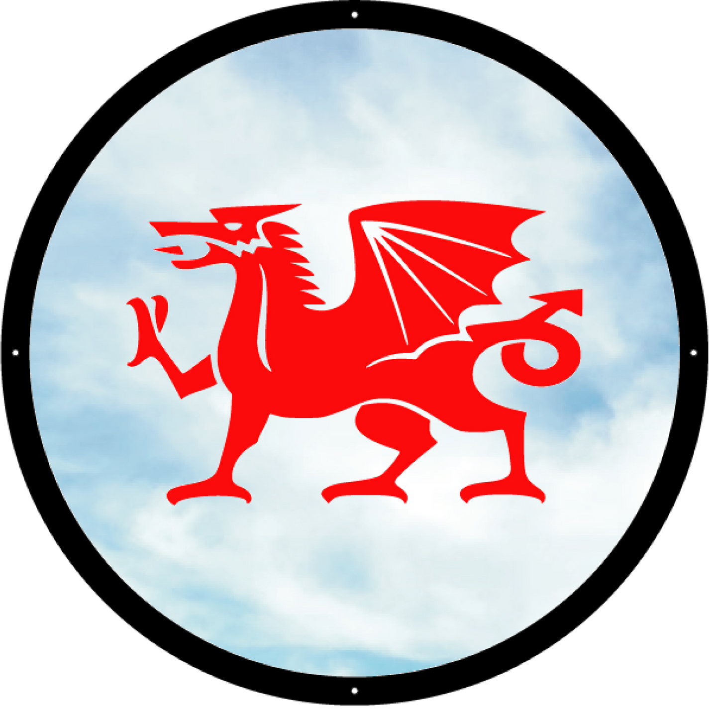 Round SunCatcher Garden Mirror Welsh Dragon
