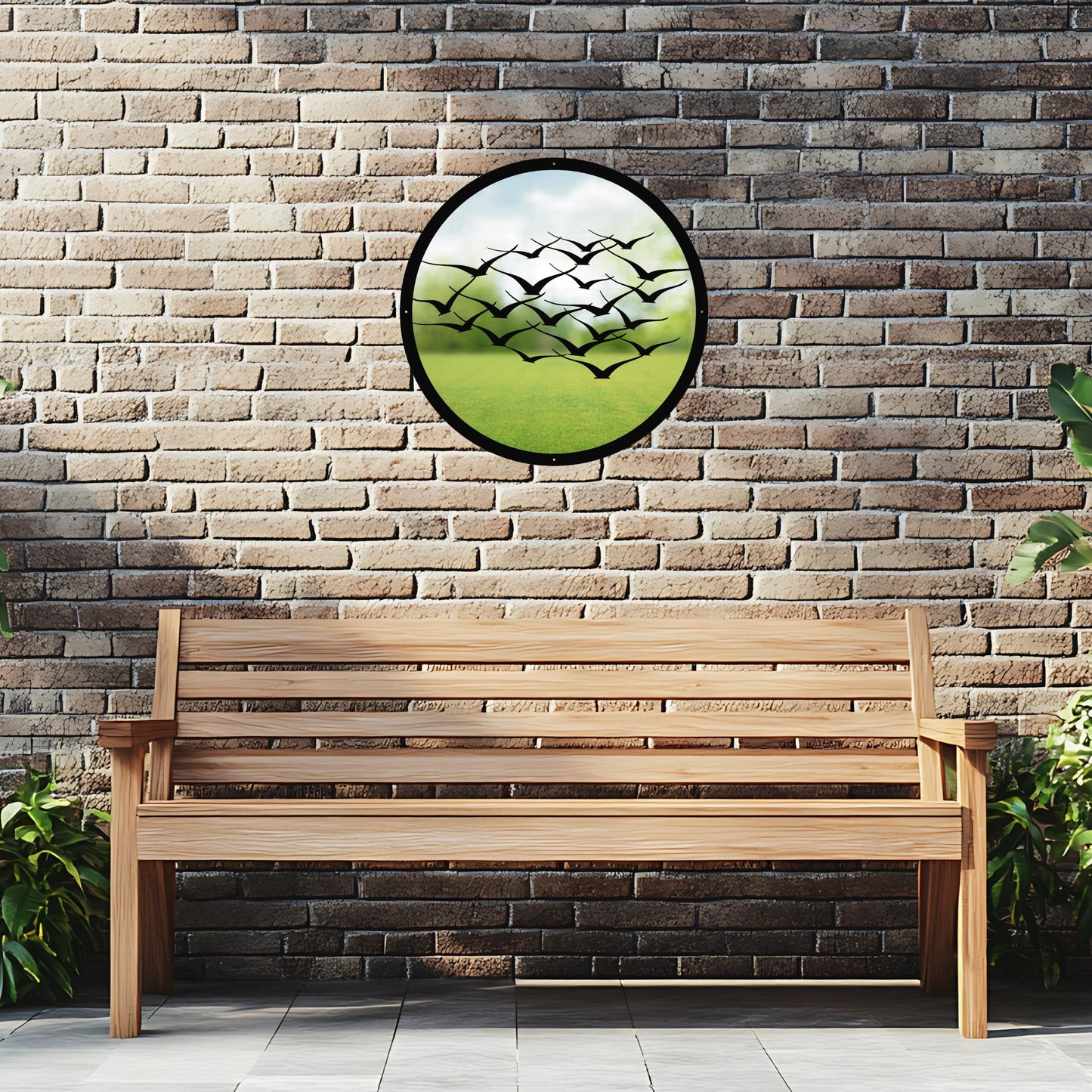 SunCatcher Garden Mirror Round Flock of Birds