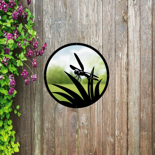 Round SunCatcher Garden Mirror Little Dragonfly