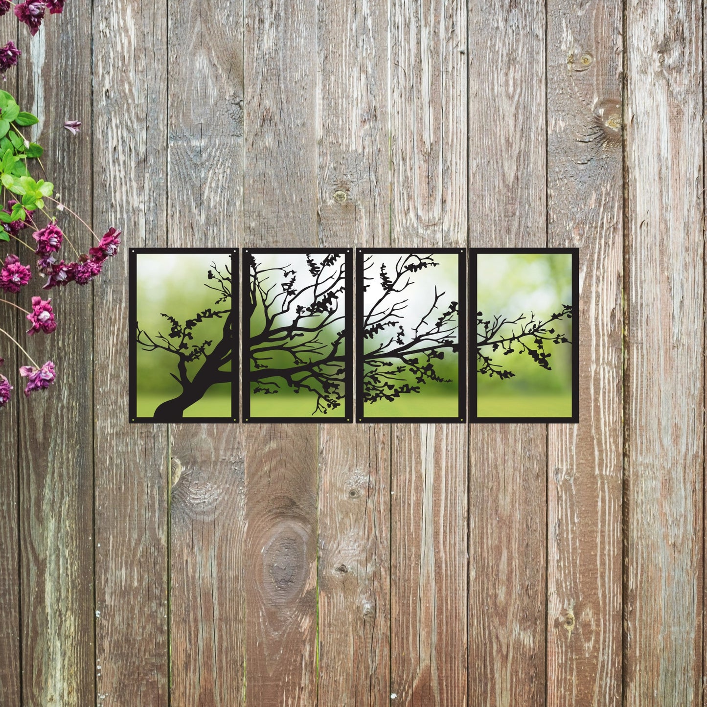 SunCatcher Garden Mirror Set of Four Panels Tree