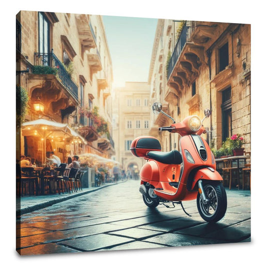 Cityscape Scooter Adventure Canvas