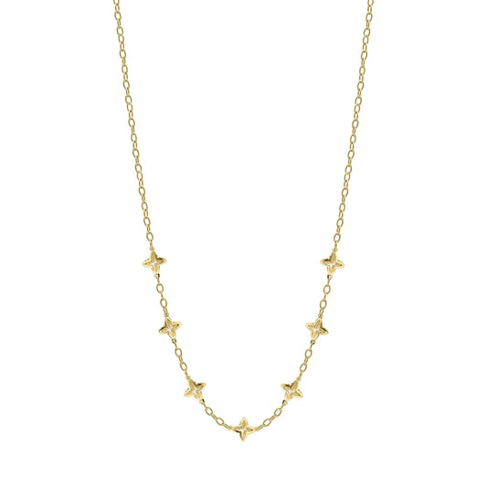 Elements Gold Textured Flower Station Necklace