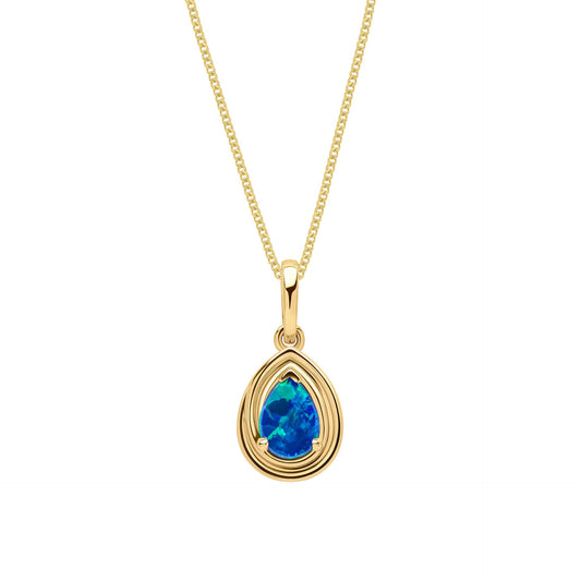 Elements Gold Opal Doublet Teardrop Pendant