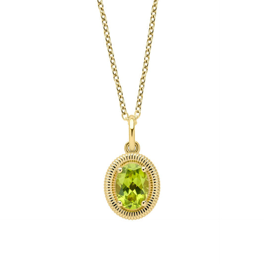 Elements Gold Peridot Oval Ridged Pendant