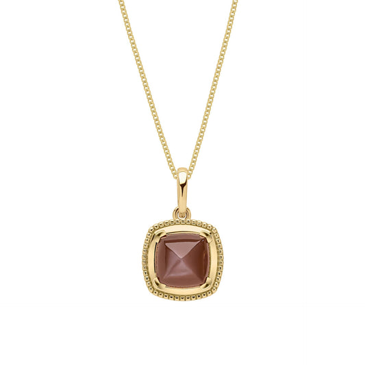 Elements Gold Sugarloaf Cut Chocolate Moonstone Pendant