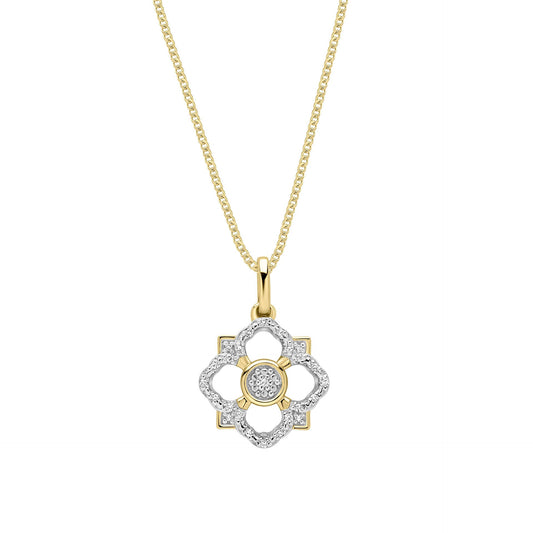 Elements Gold Diamond Floral Pendant